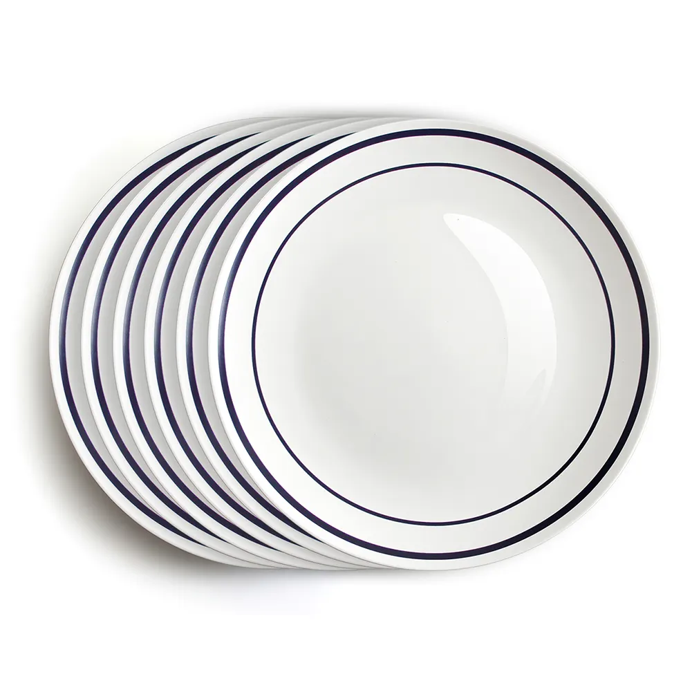 Blue Rim White Round Dinner Charging Plates Bone china Side Plates para casamentos