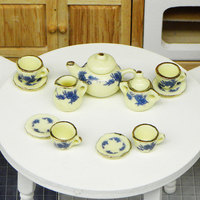 Service à thé miniature en céramique pour maison de poupée, jouet de cuisine, aspect porcelaine émaillée, design moderne ange, fait main, accessoire de jeu d'imitation, cadeau