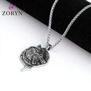 Colliers pendentifs en acier inoxydable avec masque Hannya Oni japonais, cornes de démon, style gothique punk vintage, bijoux de mode en acier titane pour hommes - Product Image 5