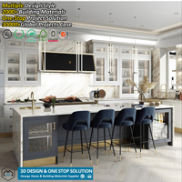 Ensemble d'armoires de cuisine modernes de luxe sur mesure avec îlot, solution de comptoir en granit et quartz/marbre artificiel