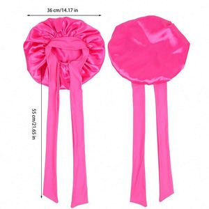 Gorro de Satén para Dormir para Mujer, de Cuatro Estaciones, con Banda para Atar el Cabello Rizado, Regalo Promocional - Product Image 2