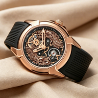Montre-bracelet mécanique pour homme, cadran Dragon Jumeau ajouré et transparent, mouvement mécanique, tendance et unique