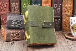 สมุดบันทึกหนังทำมือสไตล์เรสติก กระดาษขอบดิบแบบวินเทจ สมุดวาดเขียนสำหรับงานศิลปะและการเขียน - Product Image 5