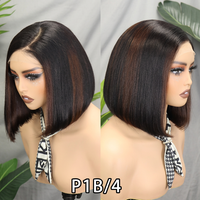 Perruque Bob Courte Droite en Cheveux Humains Bruts 5x5 Lace Closure C Part, Densité 400, Double Drawn, 10 pouces, Sans Colle, Pré-épilée pour Femmes