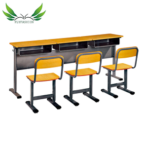Classroom triple student used school furniture desk and chair (SF-12D) - Product Image 2