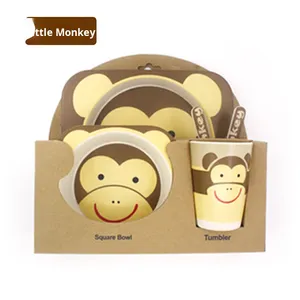 Juego de Vajilla Infantil Creativo y Ecológico de Fibra de Bambú, Juego de Cinco Piezas con Compartimentos, Diseño de Dibujos Animados para Niños de Jardín de Infancia - Product Image 6