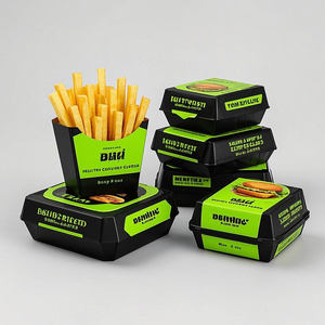 Tùy chỉnh in cấp thực phẩm Takeaway khoai tây chiên khoai tây chiên gà rán Hot Dog Burger Hamburger Bao bì hộp giấy - Product Image 4