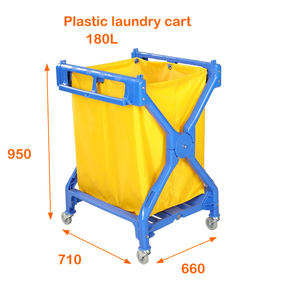 Chariot de nettoyage pour hôtel à 4 roues en plastique de 180 L pour les fournitures de restauration - Product Image 3