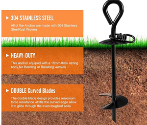 <span class=keywords><strong>Ancrage</strong></span> au <span class=keywords><strong>sol</strong></span> en acier <span class=keywords><strong>à</strong></span> pointes pour chien, pivotant, résistance <span class=keywords><strong>à</strong></span> la cisaillement de 5000 lb, amovible pour auvent, abri, abri solaire, marquise - Product Image 3