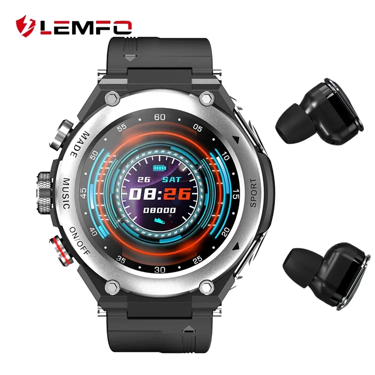 LEMFO T92 Smartwatch uomo Smart Watch 2021 TWS 5 auricolare chiamata musica temperatura corporea orologio fai da te viso Sport Smartwatch