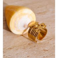 Bague ouverte réglable JINYOU 4310 en acier inoxydable plaqué or, style océan estival, avec coquillage et étoile de mer, haute qualité