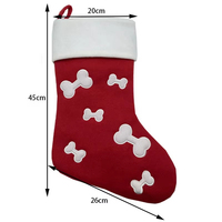 Décoration suspendue en forme d'os de chien en peluche rouge conçue sur mesure pour la cheminée Cadeau de Noël Sac de bonbons Broderie Chaussettes de Noël