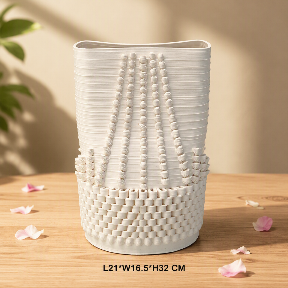 ARM LVG Wholesale Modern White Ceramic Vasex Mixed Texture Basket Weave ...