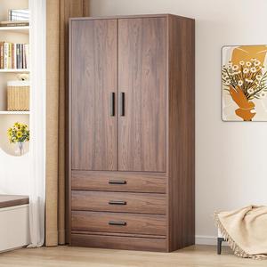 Wardrobe Modern Minimalist Style 2025 Bestseller Walnut Home <b>Bedroom</b> Small Apartment Assembly Storage Cabinet Rental Room - Product Image 1