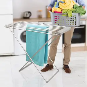 Aluminium Clothes Drying Rack Electric Heated 8 Bar Folding Clothes Horse Airer Dryer