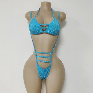 Haut <span class=keywords><strong>de</strong></span> Bikini Personnalisé en Spandex pour Femme, Tenue <span class=keywords><strong>de</strong></span> Performance Sexy avec Strass AB, Justaucorps <span class=keywords><strong>de</strong></span> Danse <span class=keywords><strong>de</strong></span> Salon, Tenues Exotiques pour Spectacle - Product Image 3