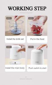 工厂批发 0.3L/0.6L 迷你切碎机 高速便携式厨房小工具 搅拌机 绞肉机 - Product Image 3