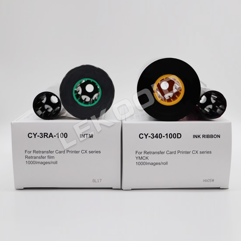 カードプリンター CY-340-100 フィルムリボン CY-3RA-100 オリジナルJVCカードプリンターCY-340-100D YMCKリボン & CY-3RA