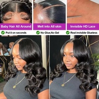 Perruques Courtes Bob Ondulées Style Birman, Cheveux Humains Naturels, Sans Colle, Cheveux Bruts Vietnamiens, Perruques Lace Front pour Femmes Noires, Perruques Frontales HD Lace