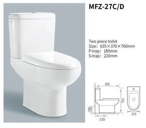 Medyag CE keramik standar dua bagian Toilet mencuci ke bawah perlengkapan sanitasi kamar mandi WC Toilet