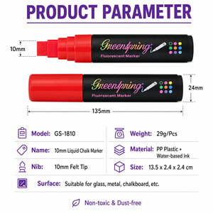 Le nouveau stylo de peinture néon effaçable à sec et à l'eau de 10 mm, couleur vive, non toxique, <span class=keywords><strong>marqueur</strong></span> de craie liquide pour tableau noir DIY - Product Image 4