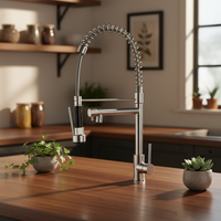 Robinet de cuisine télescopique moderne Weihao en acier inoxydable 304 avec douchette extractible et cartouche céramique, garantie 5 ans