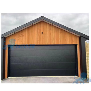 <span class=keywords><strong>Porte</strong></span> <span class=keywords><strong>de</strong></span> <span class=keywords><strong>garage</strong></span> sectionnelle en acier galvanisé isolé, design durable, aluminium imitation bois avec fenêtres en verre noir - Product Image 3