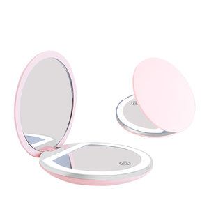 Miroir de poche cosmétique HQ Mixte avec réduction, avec lumière, grossissement 5x, lumière LED, miroir de maquillage LED, recharge USB - Product Image 1