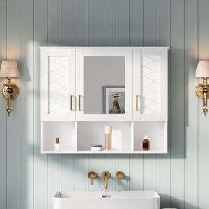 Armoire à pharmacie murale 2 en 1 de 35 pouces avec étagères réglables, portes à fermeture douce, miroir haute définition, rangement pour salle de bain - Product Image 3