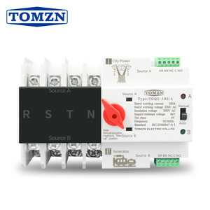 สวิตช์โอนถ่ายอัตโนมัติแบบราง Din 3 เฟส TOMZN ATS แบบ Dual สำหรับเลือกแหล่งจ่ายไฟฟ้า  ระบบสำรองไฟฟ้าแบบไม่ขาดตอน 4P 63A 100A 125A รุ่น G523 - Product Image 1