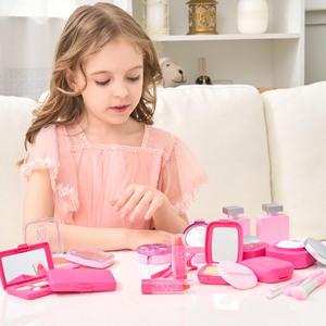 Ensemble de <span class=keywords><strong>maquillage</strong></span> pour enfants, <span class=keywords><strong>jouet</strong></span> de simulation, cosmétiques factices non toxiques avec rouge à lèvres, miroir, pinceaux, pince à cheveux, cadeau pour fille de 3 ans et plus - Product Image 2