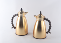 Ensemble de thermos à café de luxe avec poignée perlée, 1,0 L et 0,7 L, avec intérieur en verre rose, carafe à thé arabe, cadeau de mariage de luxe