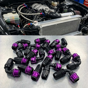 Raccordo rapido girevole BJR per auto, in alluminio resistente, nuovo, viola, AN12 AN16 AN20, a 90 gradi, con attacco a una mano e raccordi AN - Product Image 1
