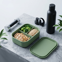 Boîte à bento en silicone 700 ml, hermétique, trois compartiments, qualité alimentaire, compatible micro-ondes, sans BPA, pour l'école, le bureau, boîte à lunch couleur personnalisée