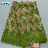 Tissu en dentelle africaine brodé de fleurs multicolores violettes avec strass, dentelle ajourée pour robe de mariée, référence 4995
