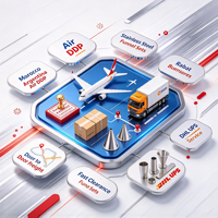 Maroc Argentine Fret Aérien DDP Porte-à-Porte pour Ensembles d'Entonnoirs en Acier Inoxydable Dédouanement Rapide Rabat Buenos Aires DHL UPS