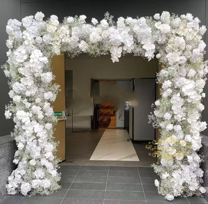 Sıcak satış beyaz gül kemer düğün dekorasyon şık kare Metal çiçek kemer için şık düğün arka plan - Product Image 4