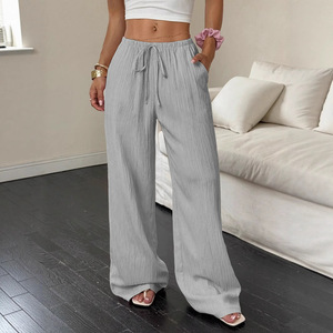 Nuova Collezione Primavera-Estate 2026 <span class=keywords><strong>di</strong></span> <span class=keywords><strong>Pantaloni</strong></span> Casual in Tinta Unita con Gamba Dritta e Vita Elastica <span class=keywords><strong>per</strong></span> Donne - Product Image 2