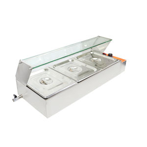 Equipo de Hostelería Comercial BAOKANG, Baño María Eléctrico de Acero Inoxidable, Calentador de Alimentos para <span class=keywords><strong>Buffet</strong></span>, 3 Recipientes, 1.5KW - Product Image 3