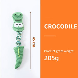 Set di giocattoli di peluche a forma di animale durevole con batuffoli di cotone per il rilievo della dentizione del cucciolo e l'addestramento interattivo del rimorchiatore della masticazione - Product Image 6