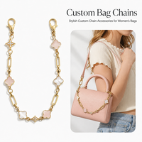 Chaîne décorative Yogoo personnalisée plaquée or 18 carats pour sac à main, avec breloques coquillage rose et blanc, trèfle et étoile