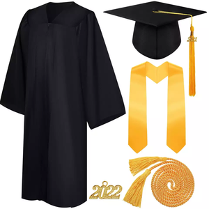 Vente en Gros 2025 Ensemble de Robes de Graduation Mates Unisexe, Toques, Cordons d'Honneur, Charmes, Glands, Écharpes Personnalisables pour École et Université - Product Image 1