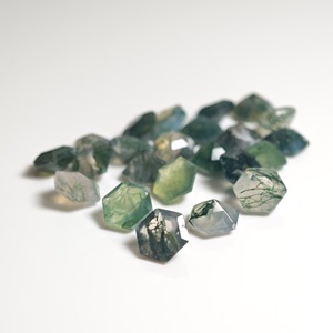 Natural Hexagon Cut Green Moss Agate Loose Stone For Jewelry Making Geometric Shape Crystal - Product Image 3