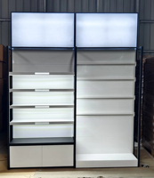 Kwalitatief hoogwaardig stalen LED-lichtbox displayrek, zwaar belastbaar, verstelbaar, voor supermarkt/kruidenierswinkel, met verlichte reclame