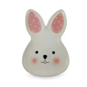 复活节兔兔糖果菜手画白云石兔子碟陶瓷复活节兔子饼盘