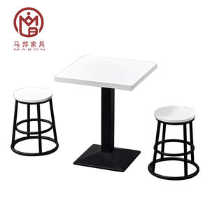 Grosir Cina kustom Toko Kopi Makanan Cepat persegi meja komersil Cafe Marble kayu bulat perabotan restoran Modern - Product Image 6