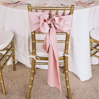 Nœuds de chaise de mariage en satin de haute qualité, personnalisables, réutilisables, en tissu uni teint, 13x35cm, pour banquets, maison et hôtel