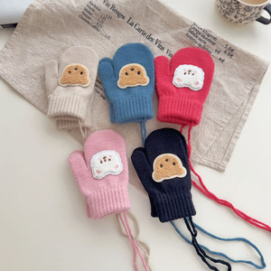 Gants d'hiver chauds en fibre acrylique pour enfants, motif dessin animé, anti-froid, mignons, en forme de petit ours, vente en gros d'usine/OEM - Product Image 3