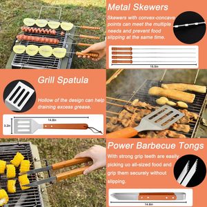 Ustensiles de barbecue robustes en acier inoxydable, ensemble multi-outils 19 pièces, qualité alimentaire, compatibles lave-vaisselle, pour barbecue extérieur, vente en gros - Product Image 3