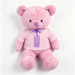 Oso de peluche rosa personalizado, oso de peluche relleno, oso de peluche vestido, oso de peluche rosa suave, oso de peluche con camiseta - Product Image 2